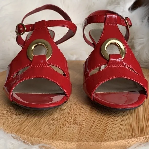 East 5th | Red Mariah Patent Leather Strappy Open Toe Heels NWT 9M - Picture 6 of 17